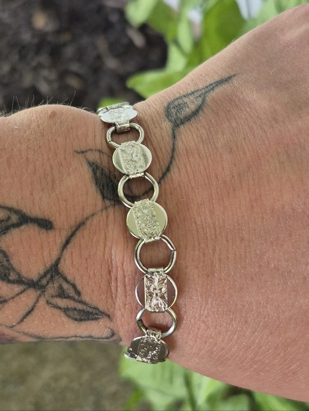 Vintage Classic Silver-Tone Coin Link Bracelet - Women